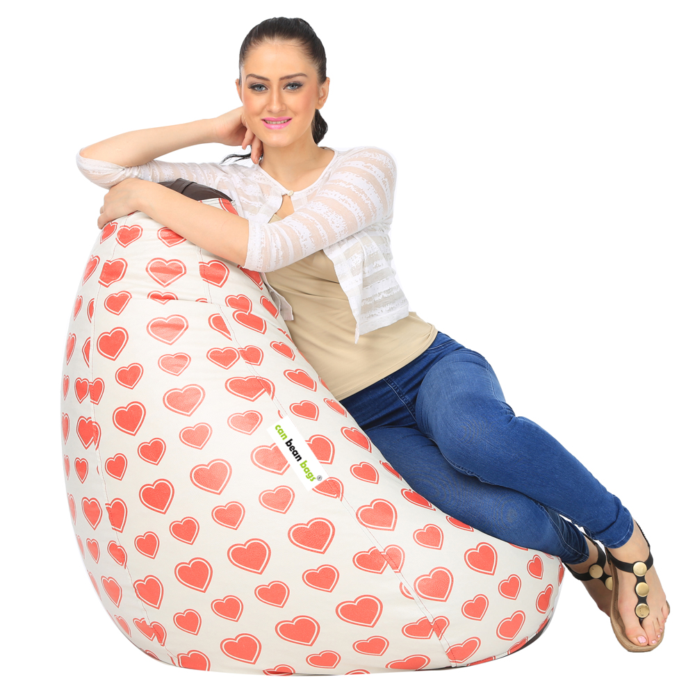 Orka Digital Printed Monster Filled Bean Bag With Beans (Heart, Red, Black) view 4